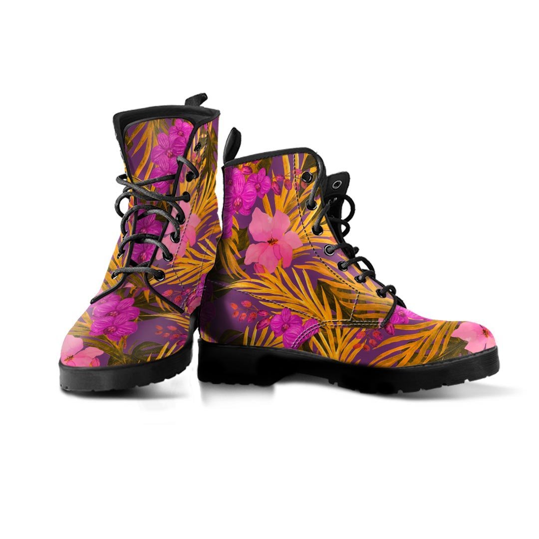 Hibiscus Watercolor Flower Hawaiian Print Men's Boots-grizzshop
