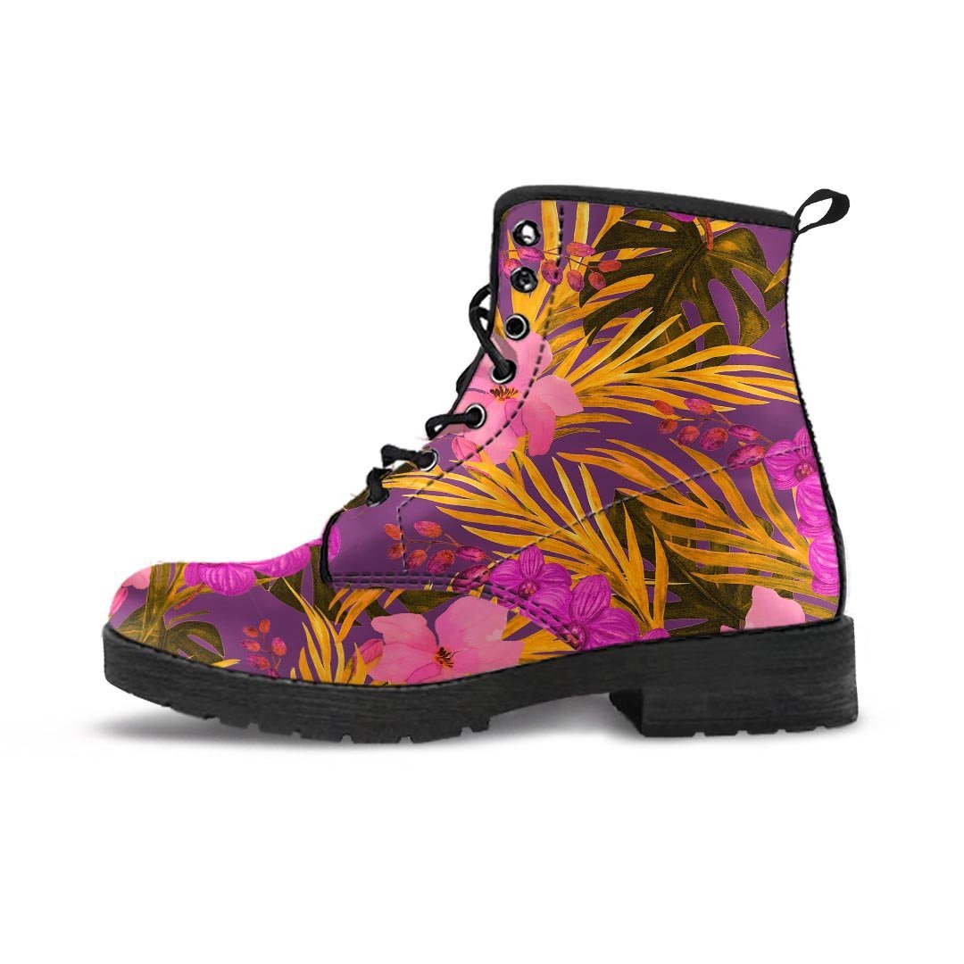 Hibiscus Watercolor Flower Hawaiian Print Men's Boots-grizzshop