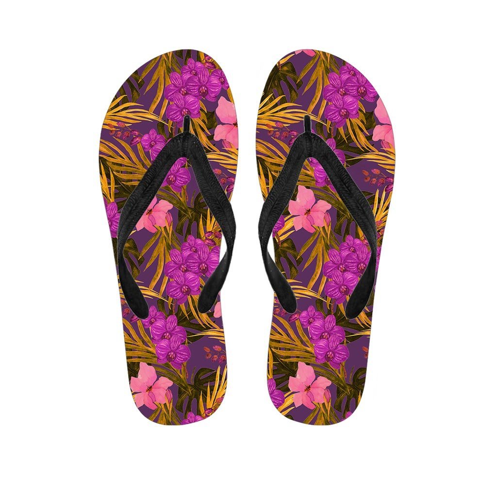Hibiscus Watercolor Flower Hawaiian Print Men's Flip Flops-grizzshop