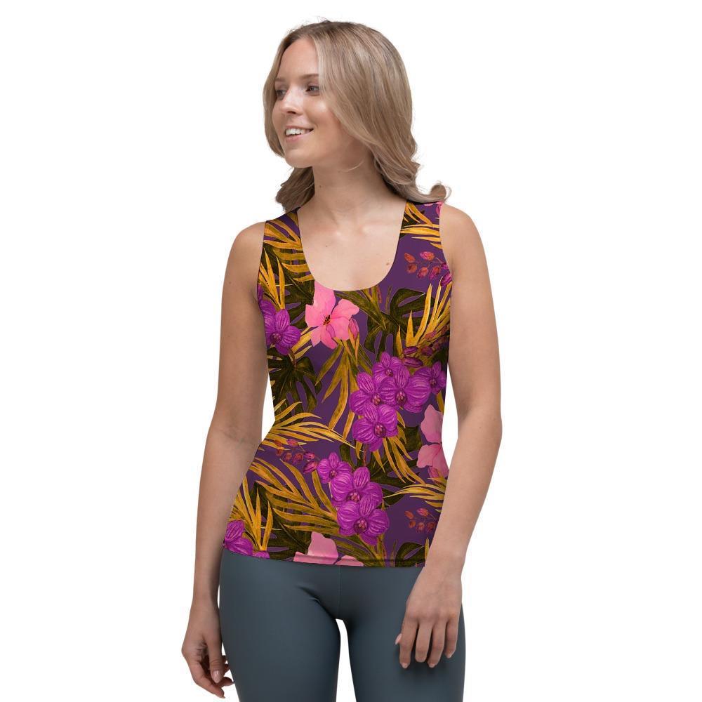 Hibiscus Watercolor Flower Hawaiian Print Women's Tank Top-grizzshop