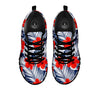 Hibiscus White Leaves Print Pattern Black Sneaker-grizzshop