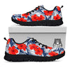 Hibiscus White Leaves Print Pattern Black Sneaker-grizzshop