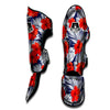 Hibiscus White Leaves Print Pattern Muay Thai Shin Guards-grizzshop