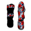 Hibiscus White Leaves Print Pattern Muay Thai Shin Guards-grizzshop