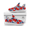 Hibiscus White Leaves Print Pattern White Athletic Shoes-grizzshop