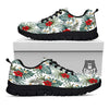 Hibiscus White Tropical Print Pattern Black Sneaker-grizzshop