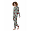 Hibiscus White Tropical Print Pattern Women's Pajamas-grizzshop