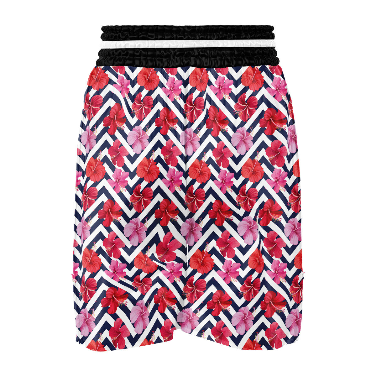 Hibiscus Zigzag Pink Print Pattern Boxing Shorts-grizzshop