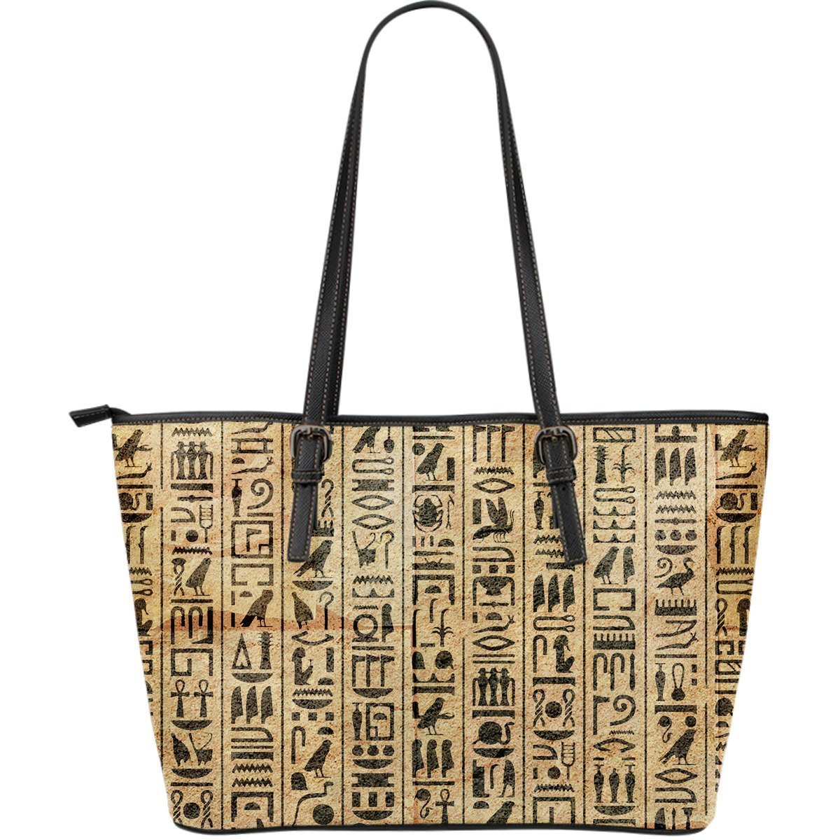 Hieroglyphics Pattern Leather Tote Bag-grizzshop