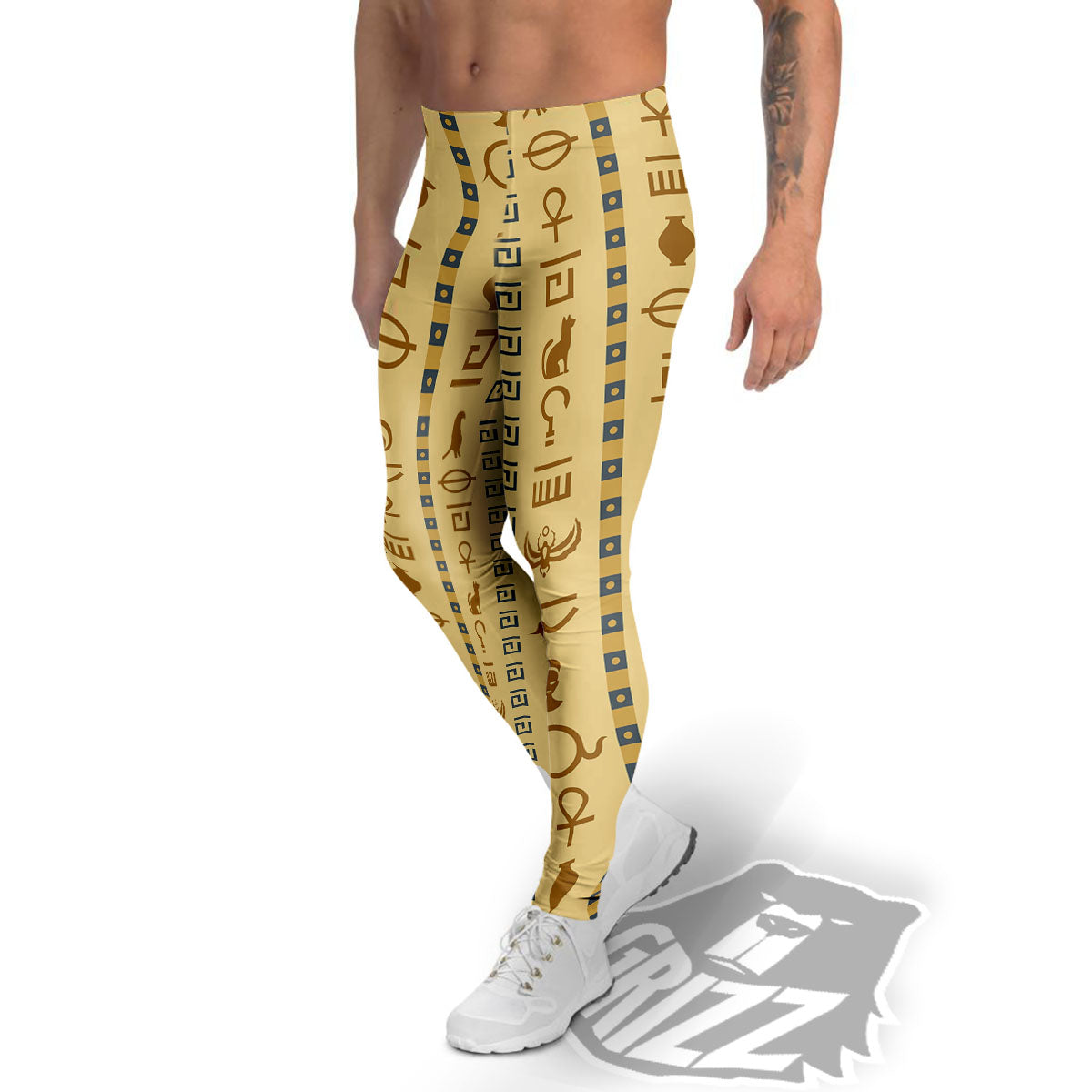 Hieroglyphs Ancient Egyptian Print Men's Leggings-grizzshop