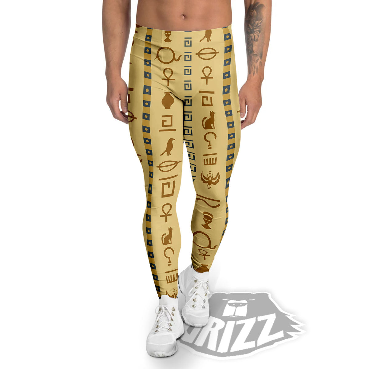 Hieroglyphs Ancient Egyptian Print Men's Leggings-grizzshop