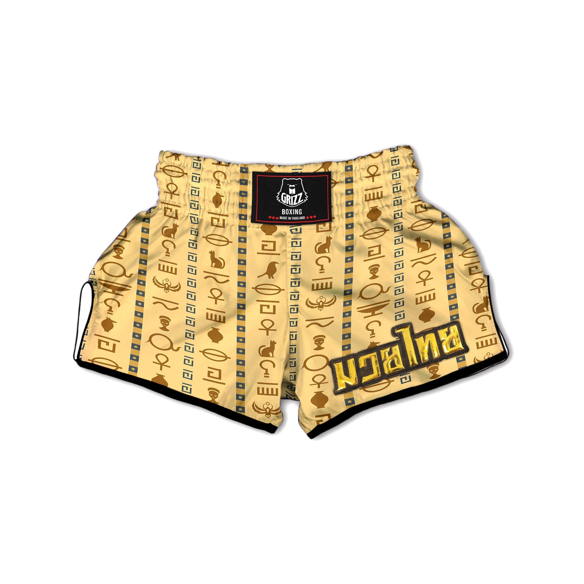 Hieroglyphs Ancient Egyptian Print Muay Thai Boxing Shorts-grizzshop