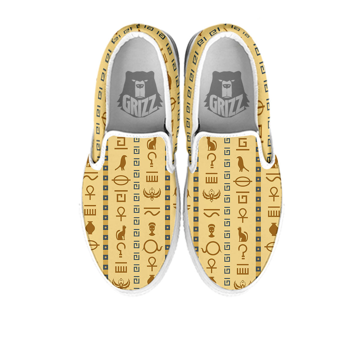 Hieroglyphs Ancient Egyptian Print White Slip On Shoes-grizzshop