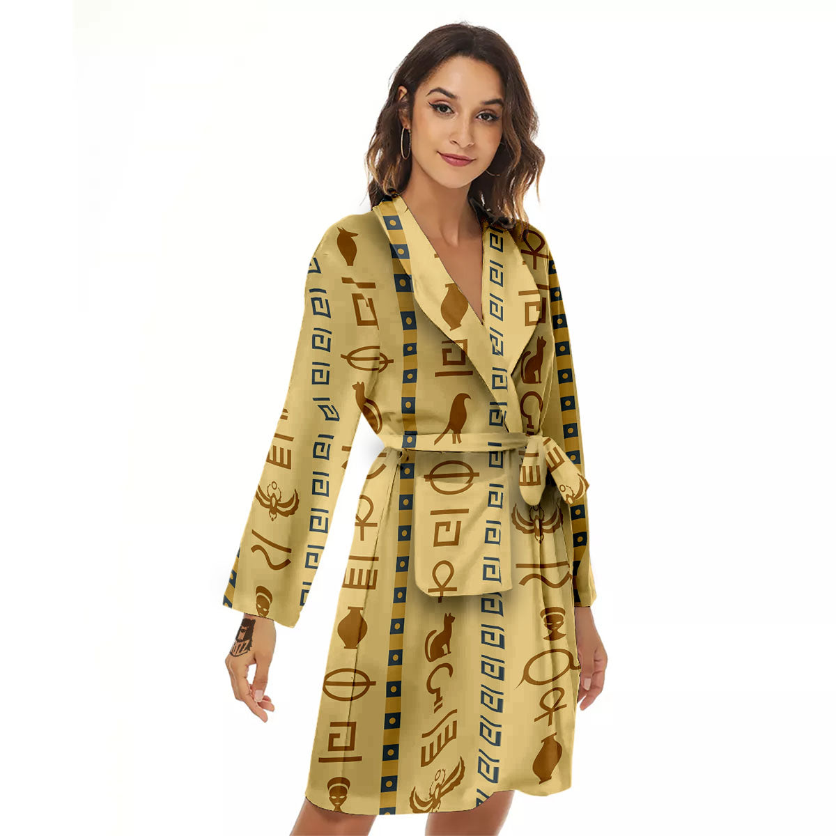Hieroglyphs Ancient Egyptian Print Women's Robe-grizzshop