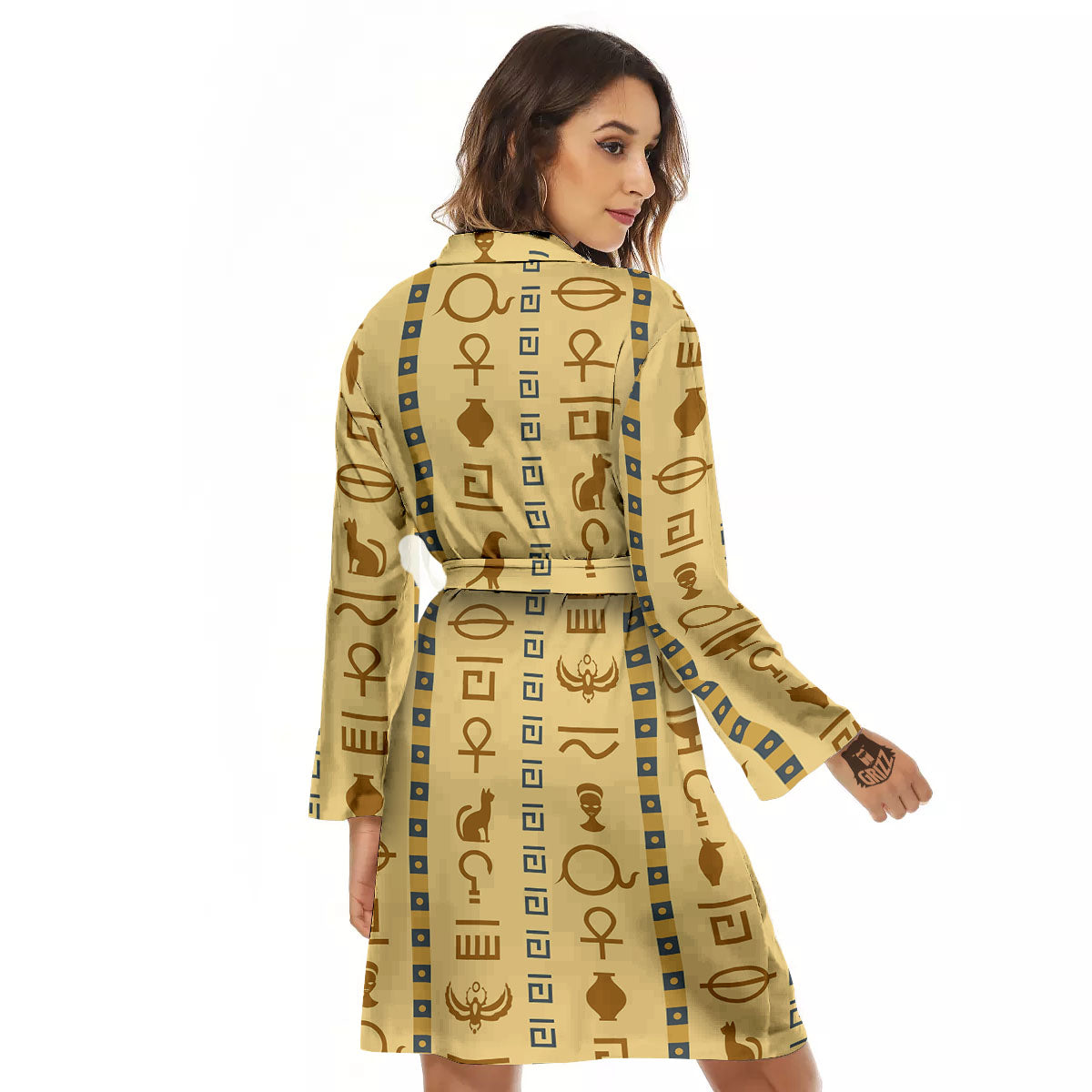 Hieroglyphs Ancient Egyptian Print Women's Robe-grizzshop