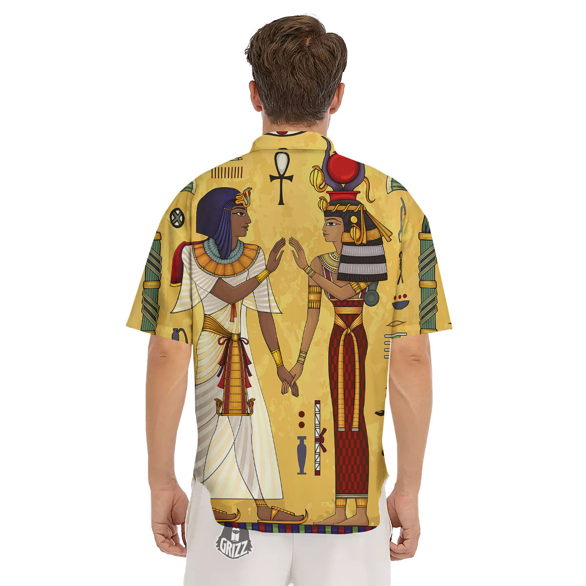 Hieroglyphs And Gods Egyptian Print Men's Short Sleeve Shirts-grizzshop