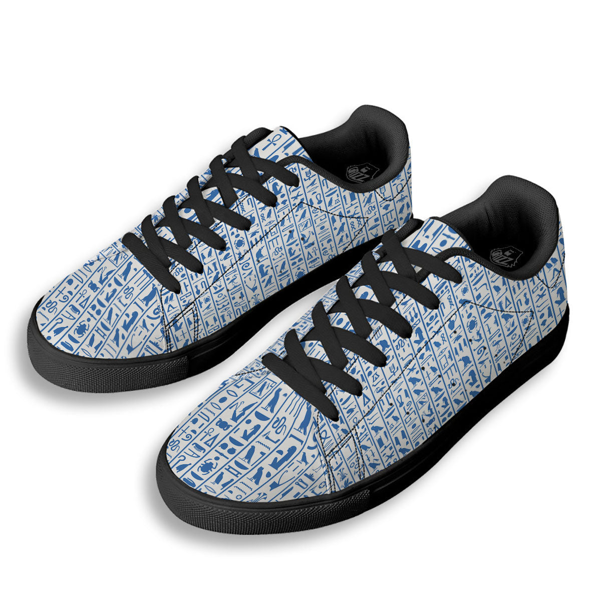 Hieroglyphs Egypt Print Pattern Black Low Top Sneakers-grizzshop