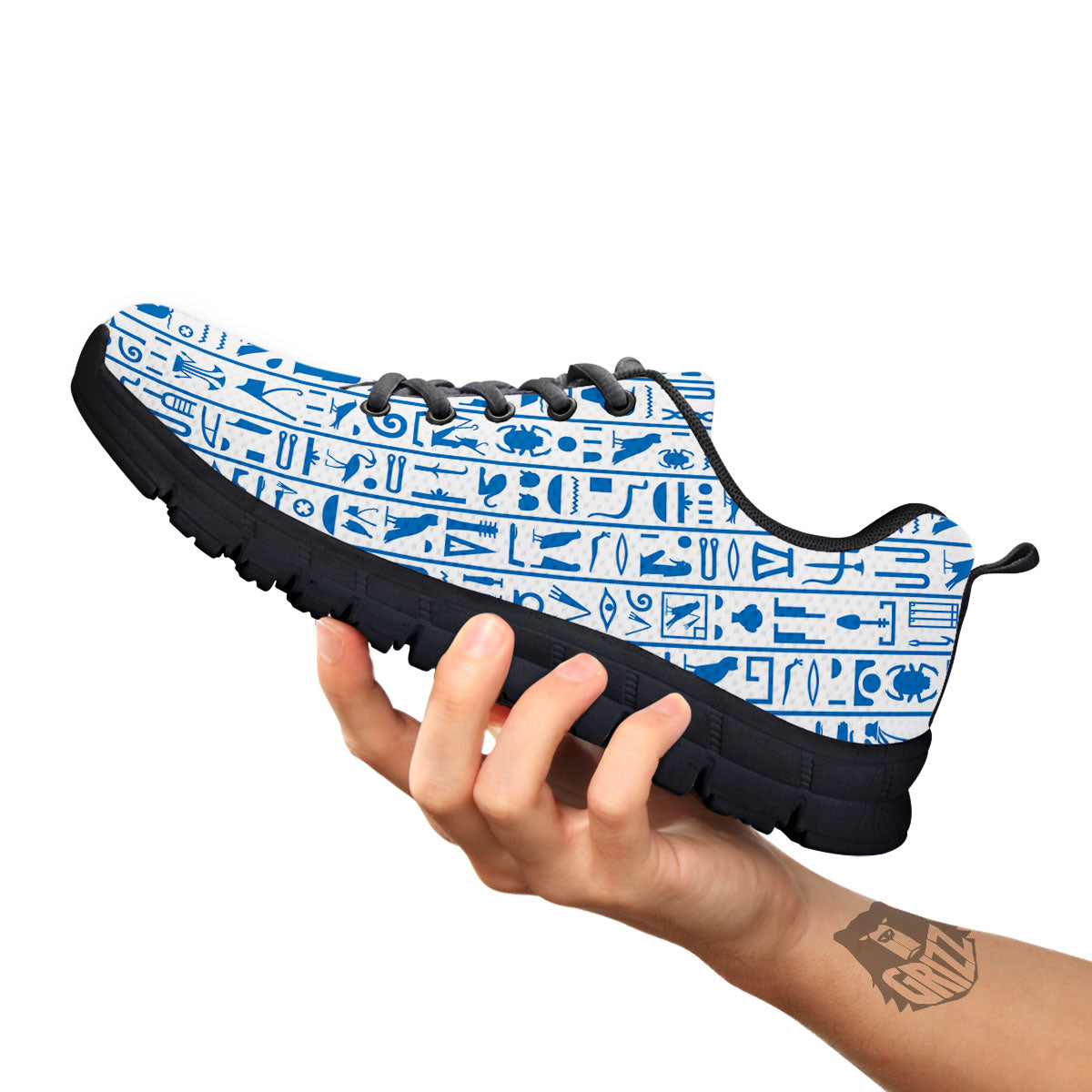 Hieroglyphs Egypt Print Pattern Black Sneaker-grizzshop