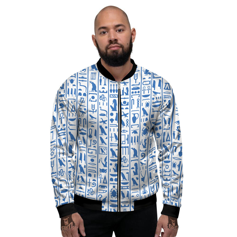 Hieroglyphs Egypt Print Pattern Men's Bomber Jacket-grizzshop