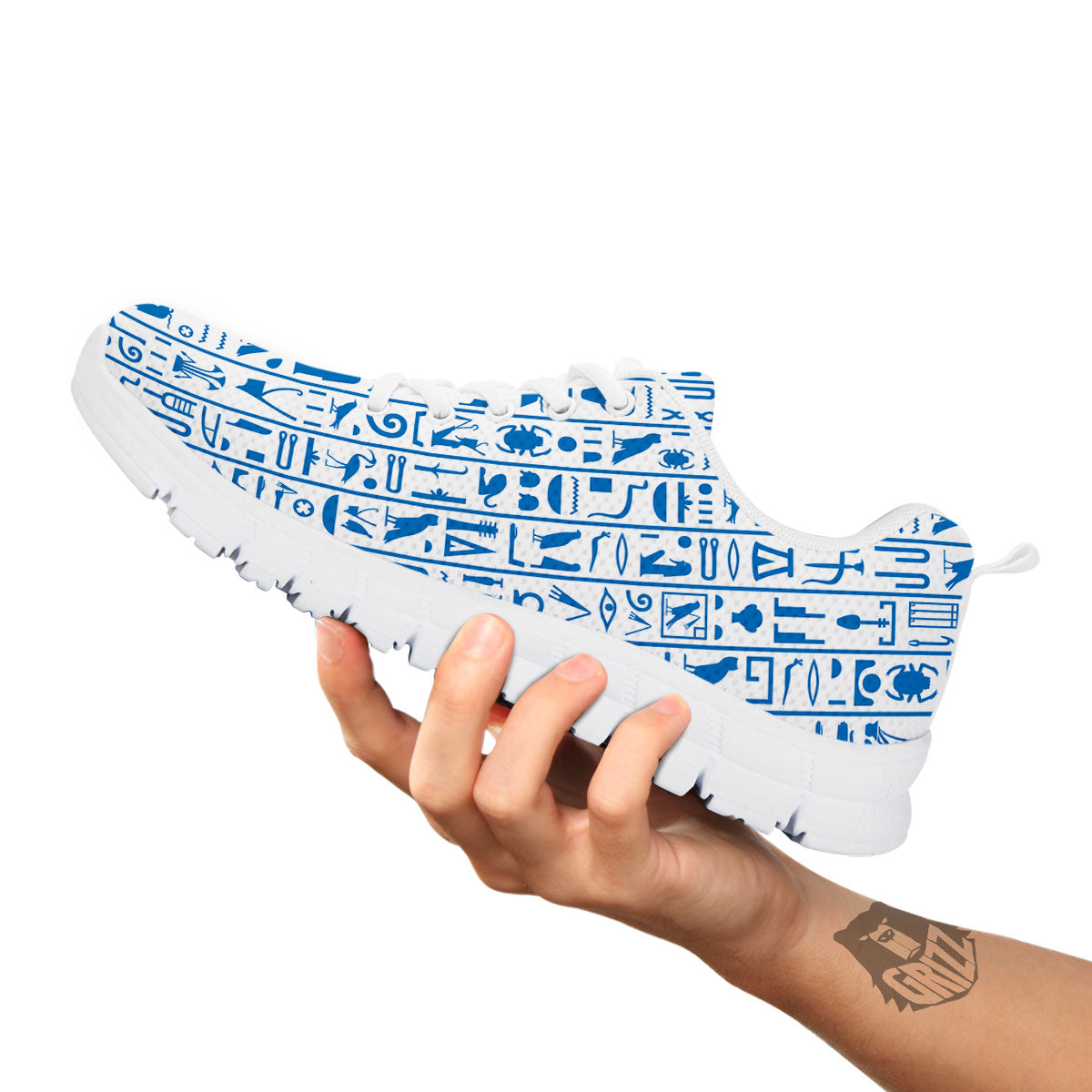 Hieroglyphs Egypt Print Pattern White Sneaker-grizzshop