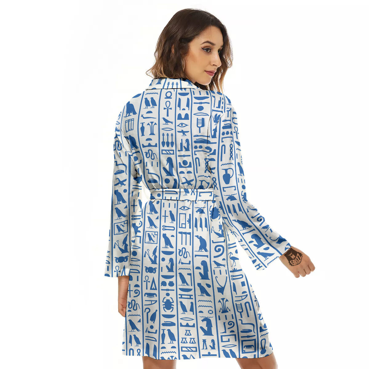 Hieroglyphs Egypt Print Pattern Women's Robe-grizzshop