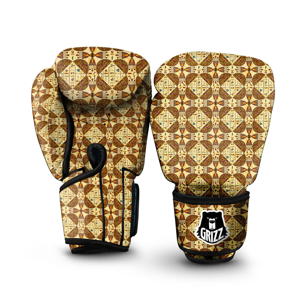 Hieroglyphs Egyptian Print Pattern Boxing Gloves-grizzshop