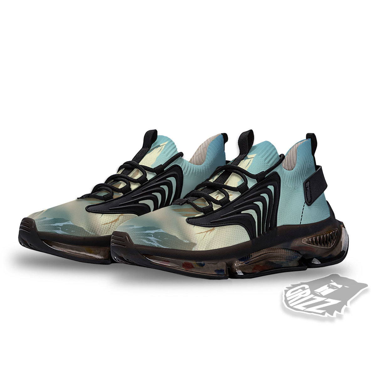 High Mountain Print Black Gym Shoes-grizzshop