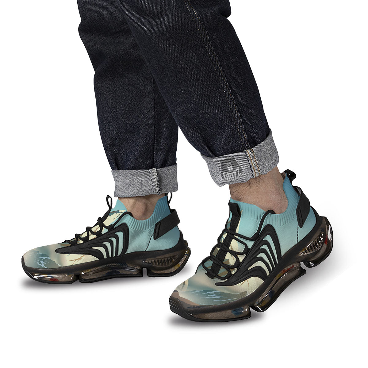 High Mountain Print Black Gym Shoes-grizzshop