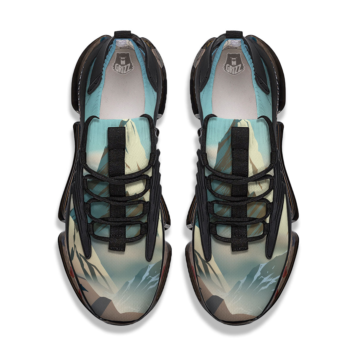 High Mountain Print Black Gym Shoes-grizzshop