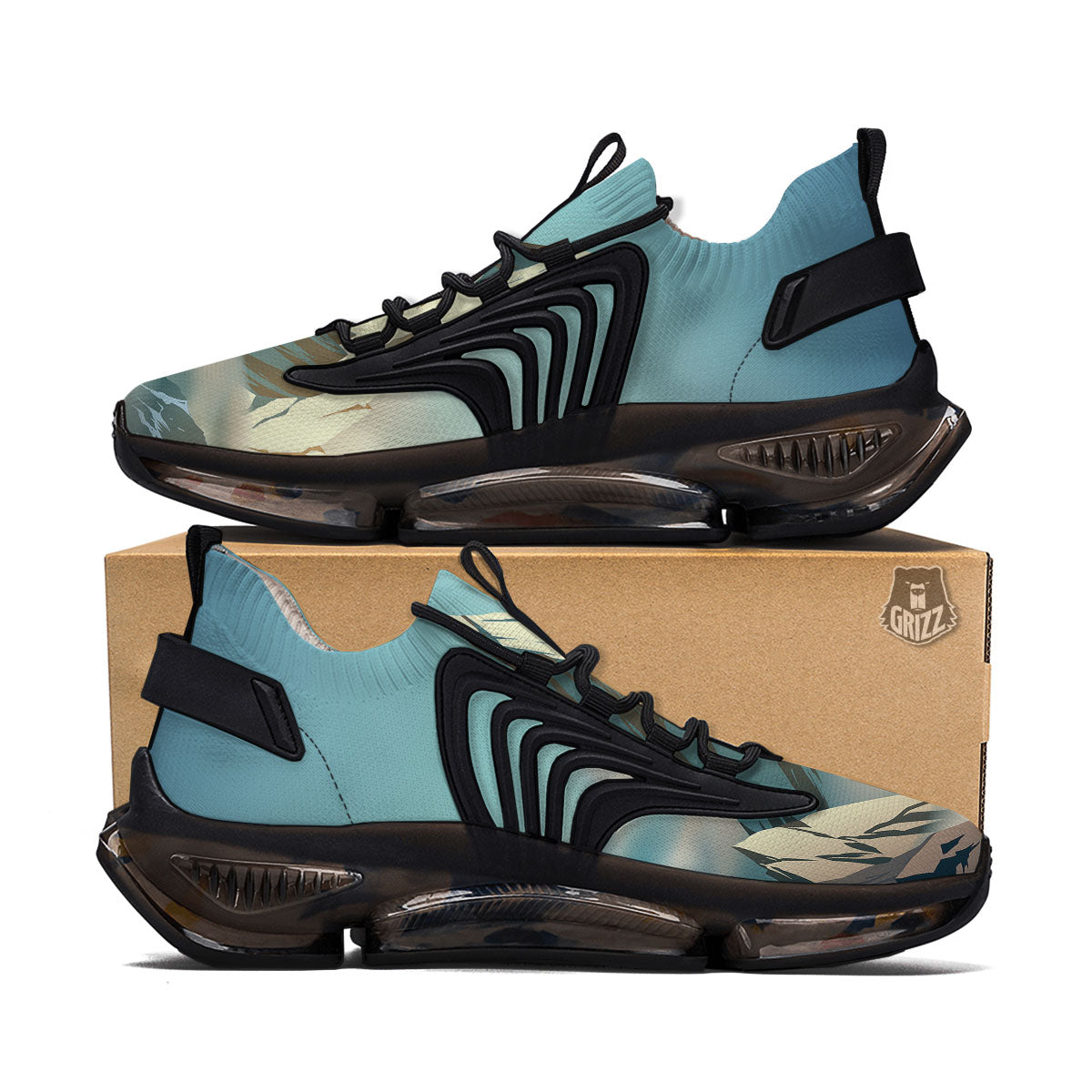 High Mountain Print Black Gym Shoes-grizzshop