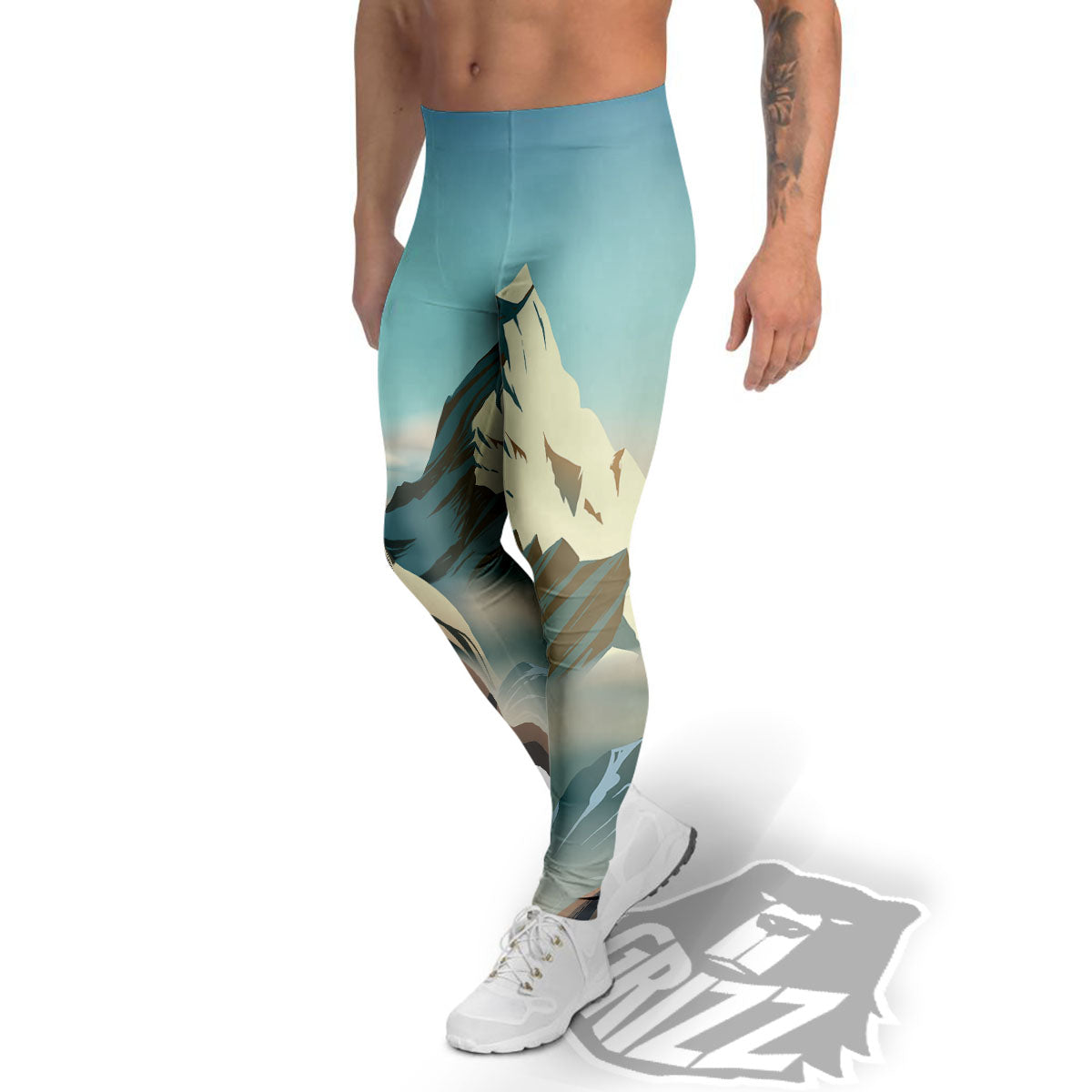 High Mountain Print Men's Leggings-grizzshop
