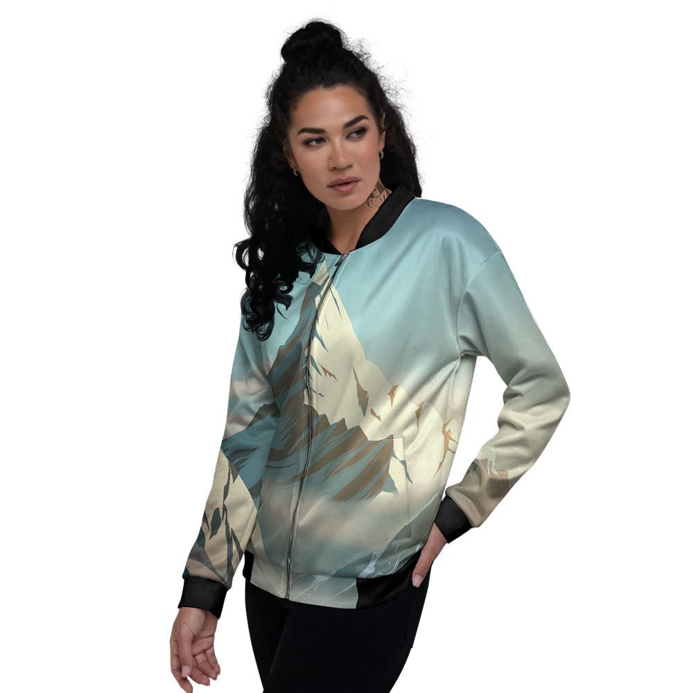 High Mountain Print Women's Bomber Jacket-grizzshop