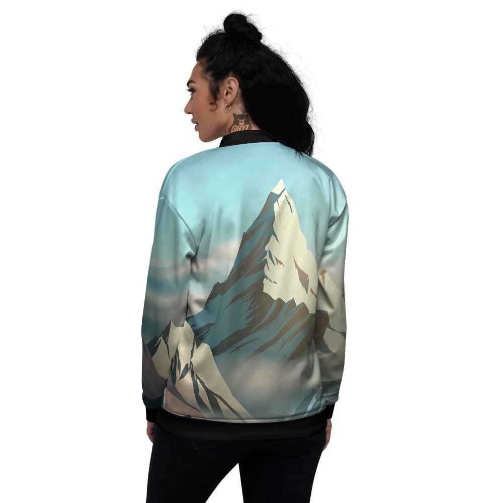 High Mountain Print Women's Bomber Jacket-grizzshop