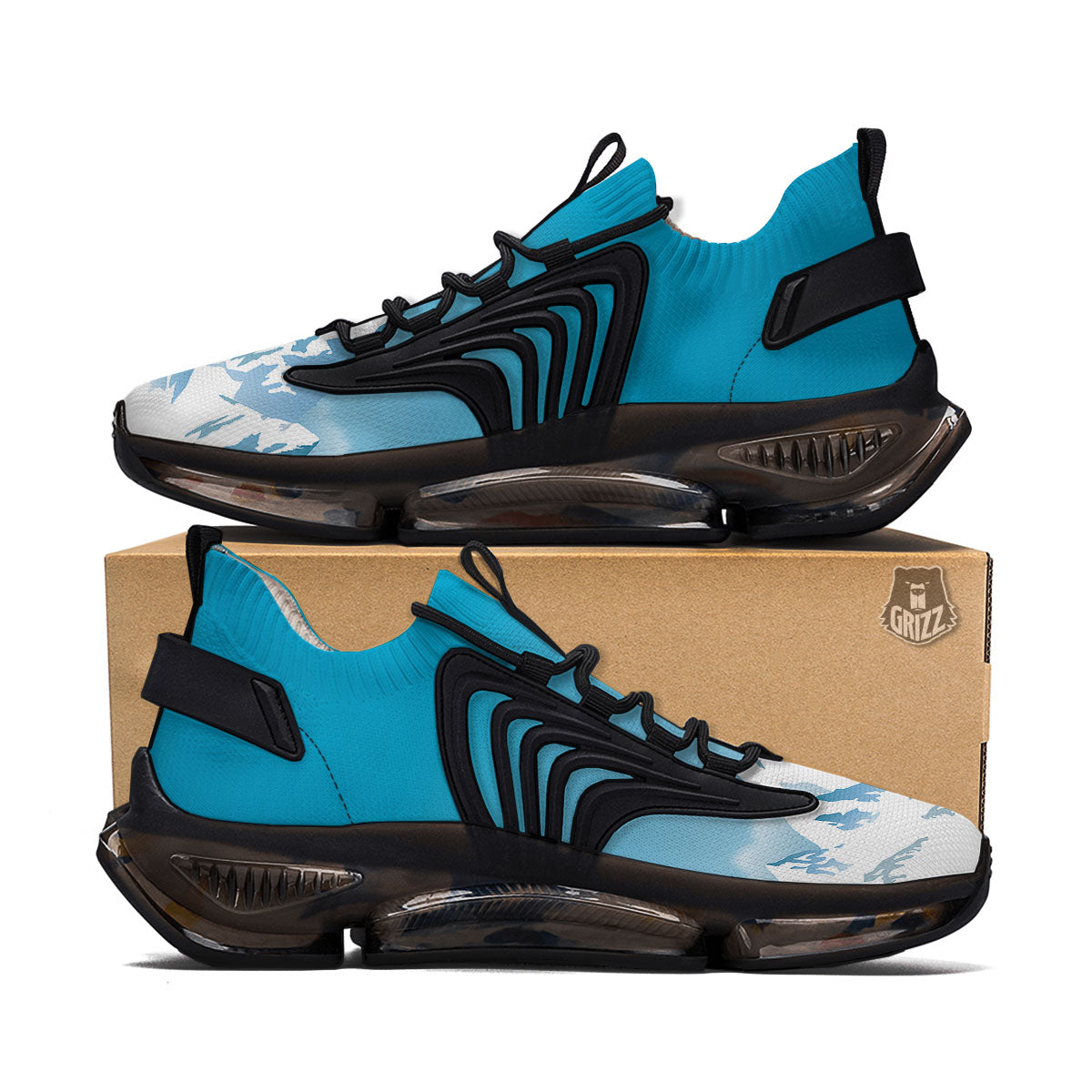 Himalaya Mountain Print Black Gym Shoes-grizzshop