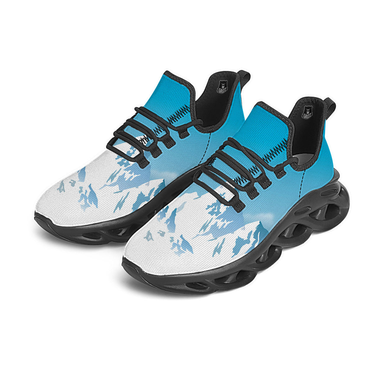 Himalaya Mountain Print Black Running Shoes-grizzshop