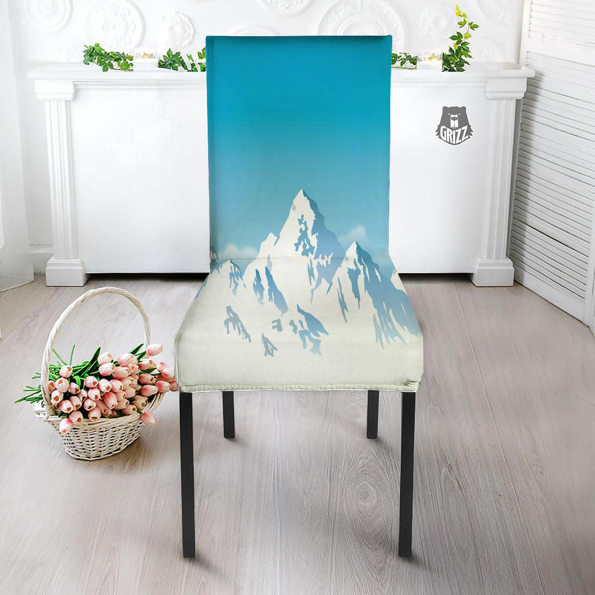 Himalaya Mountain Print Dining Chair Slipcover-grizzshop