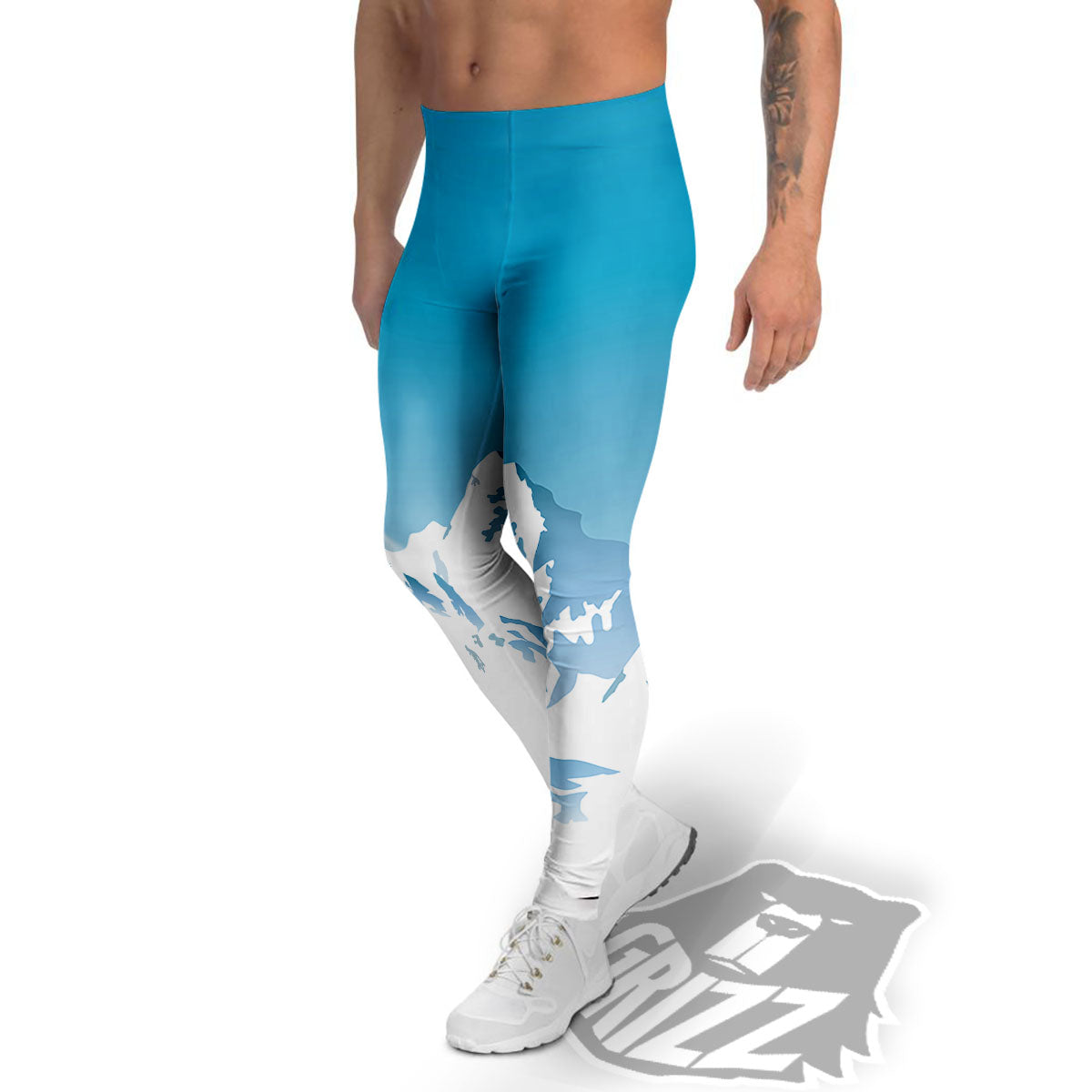Himalaya Mountain Print Men's Leggings-grizzshop