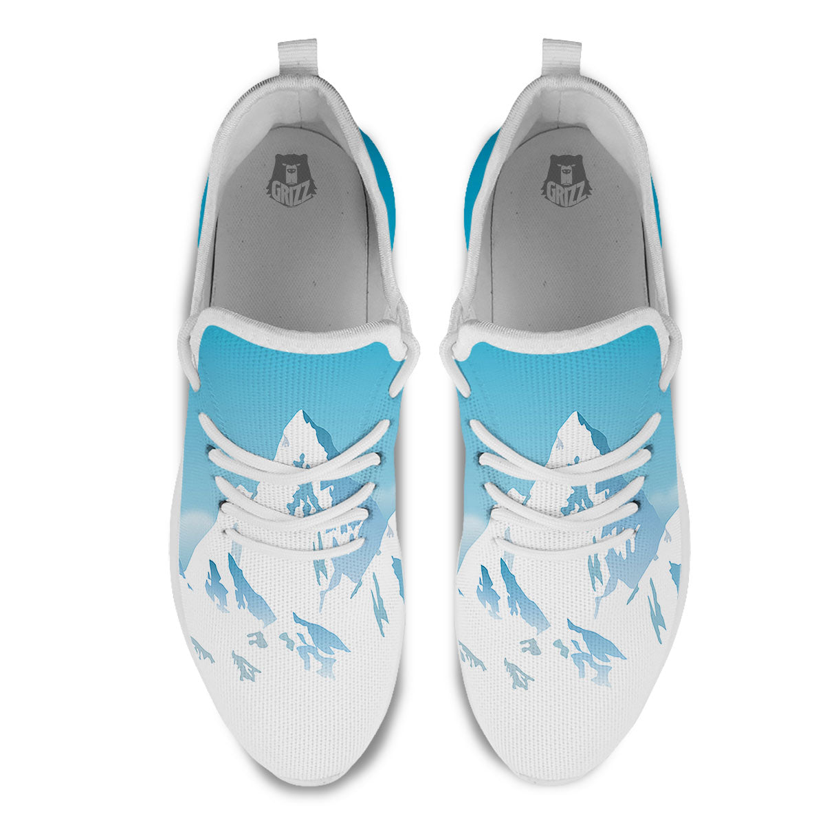 Himalaya Mountain Print White Athletic Shoes-grizzshop