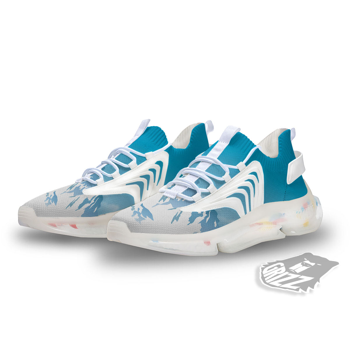 Himalaya Mountain Print White Gym Shoes-grizzshop