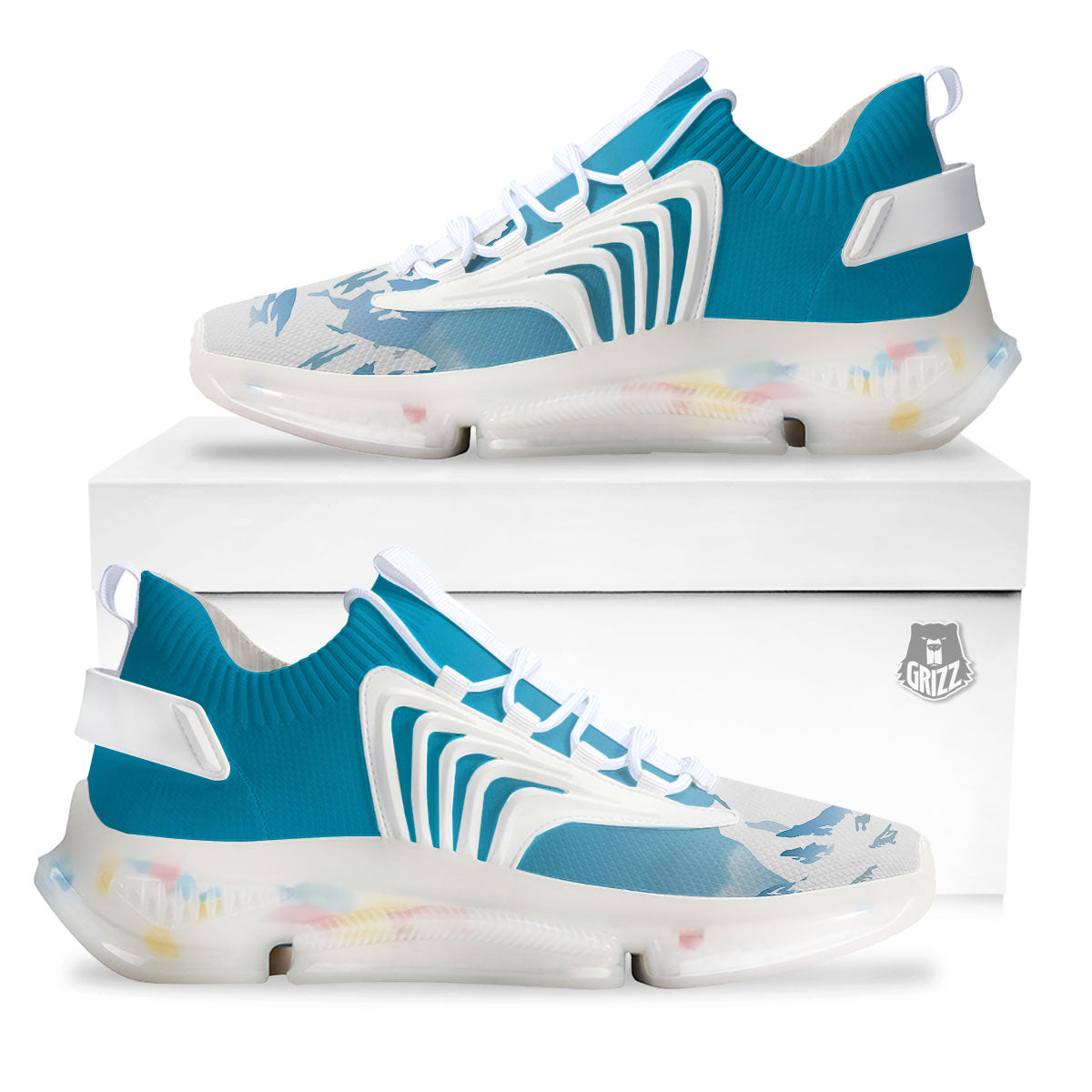 Himalaya Mountain Print White Gym Shoes-grizzshop