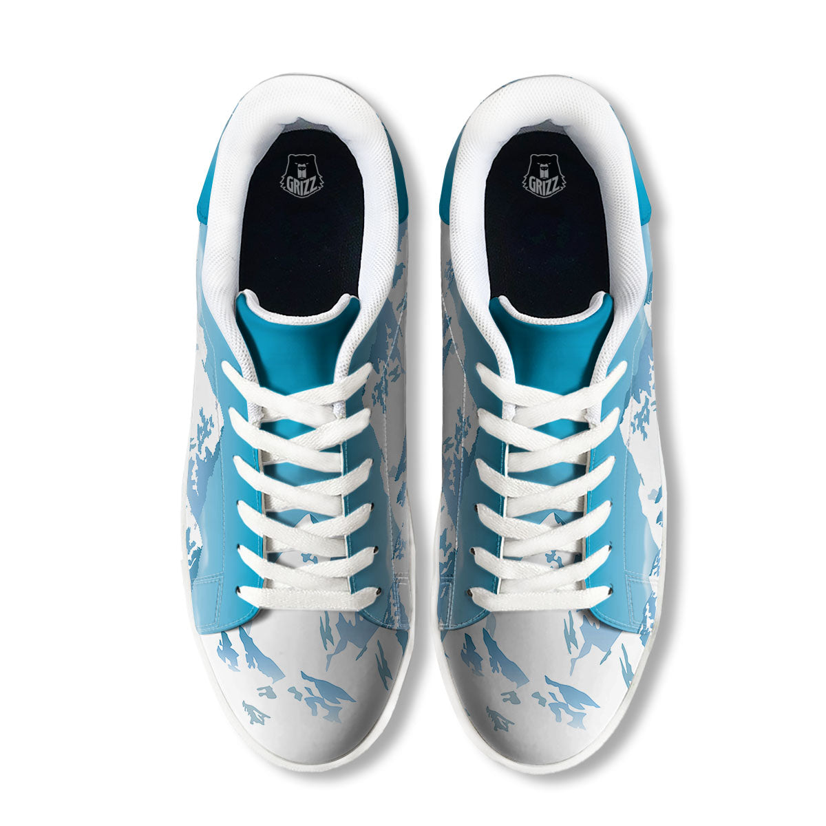 Himalaya Mountain Print White Low Top Sneakers-grizzshop