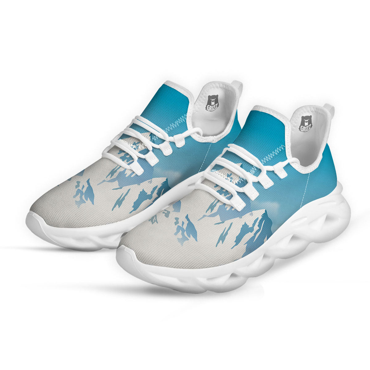 Himalaya Mountain Print White Running Shoes-grizzshop