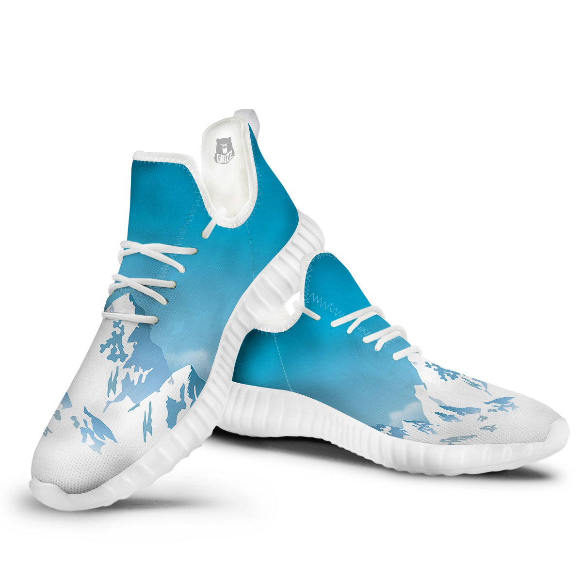 Himalaya Mountain Print White Walking Shoes-grizzshop