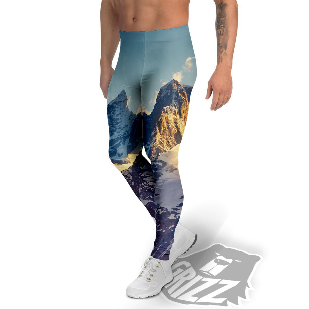 Himalayan Moutain Print Men's Leggings-grizzshop