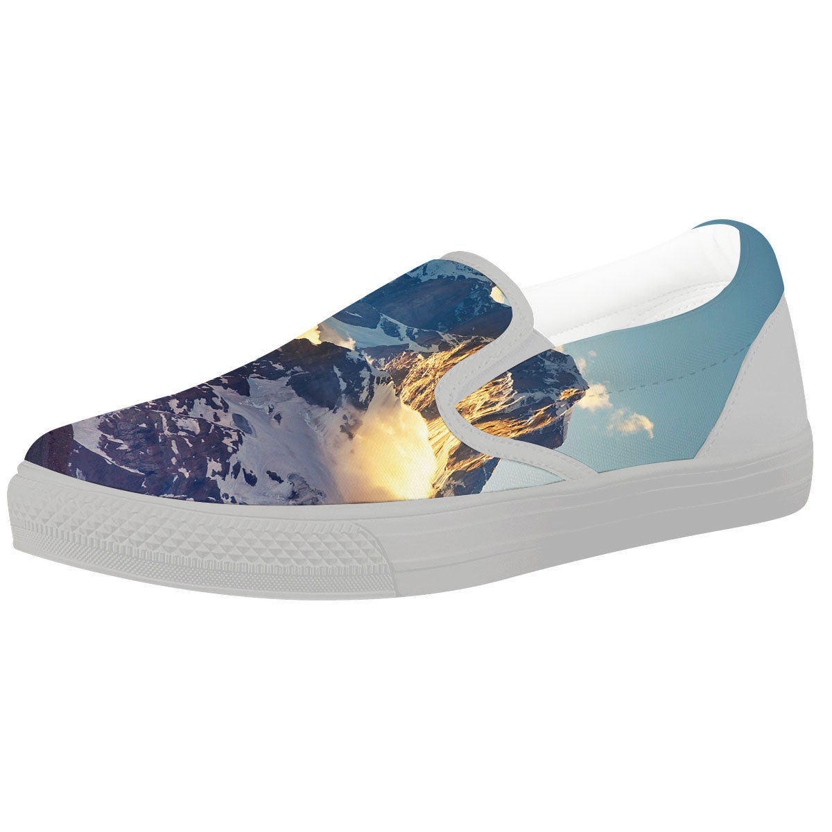 Himalayan Moutain Print White Slip On Shoes-grizzshop