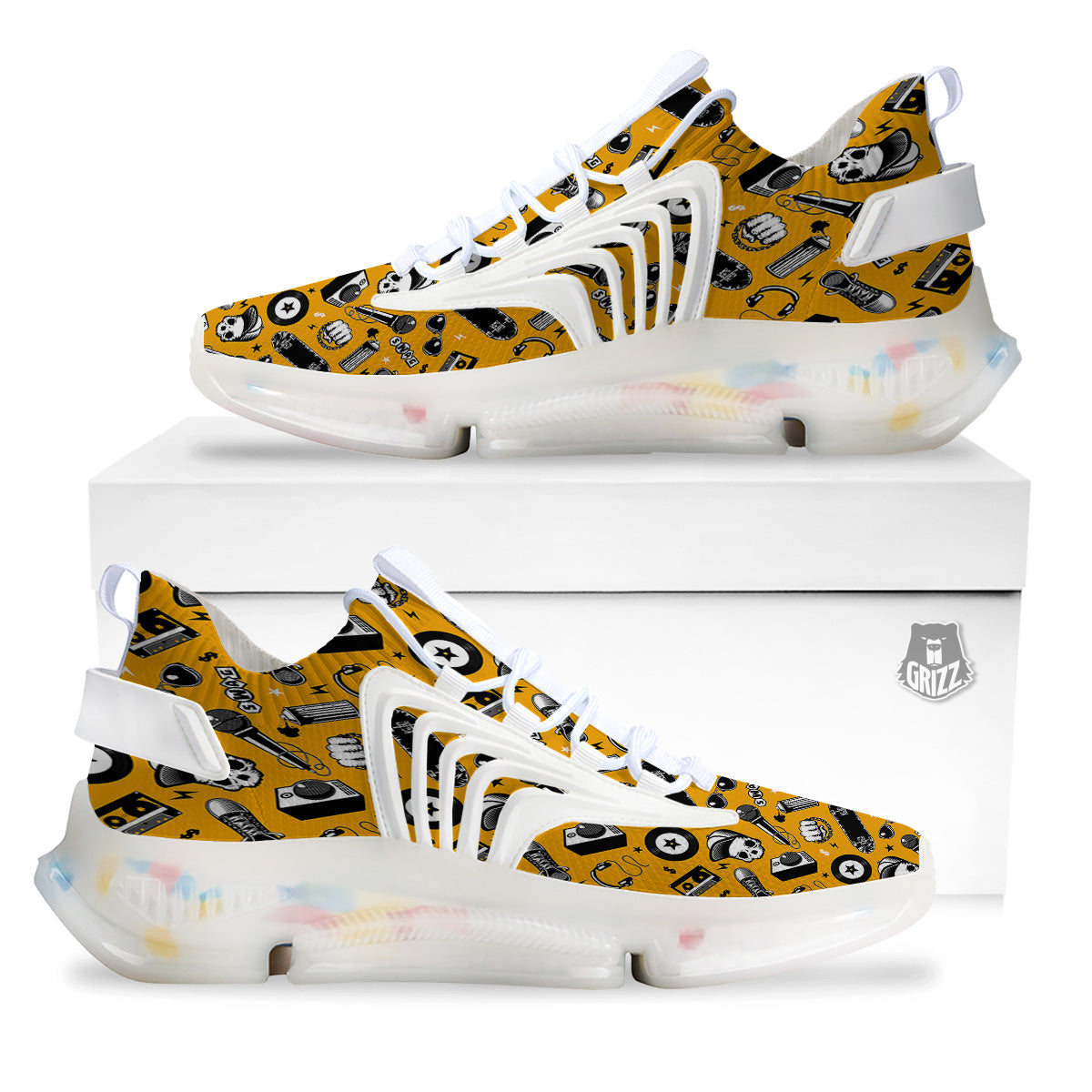 Hip Hop Equipment Print Pattern White Gym Shoes-grizzshop