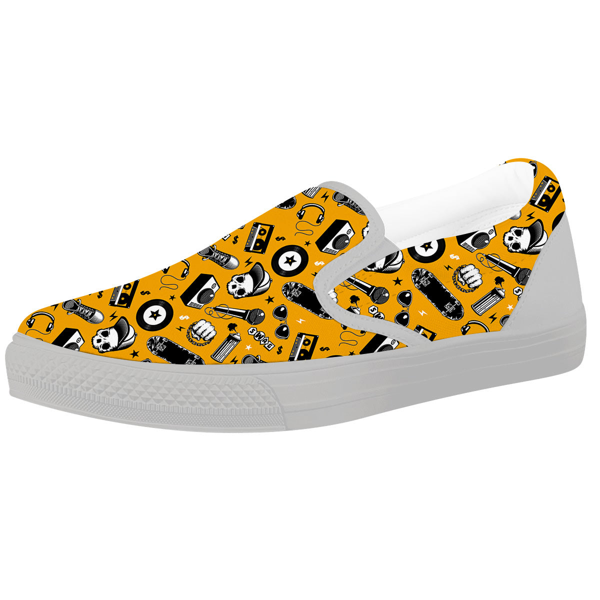 Hip Hop Equipment Print Pattern White Slip On Shoes-grizzshop