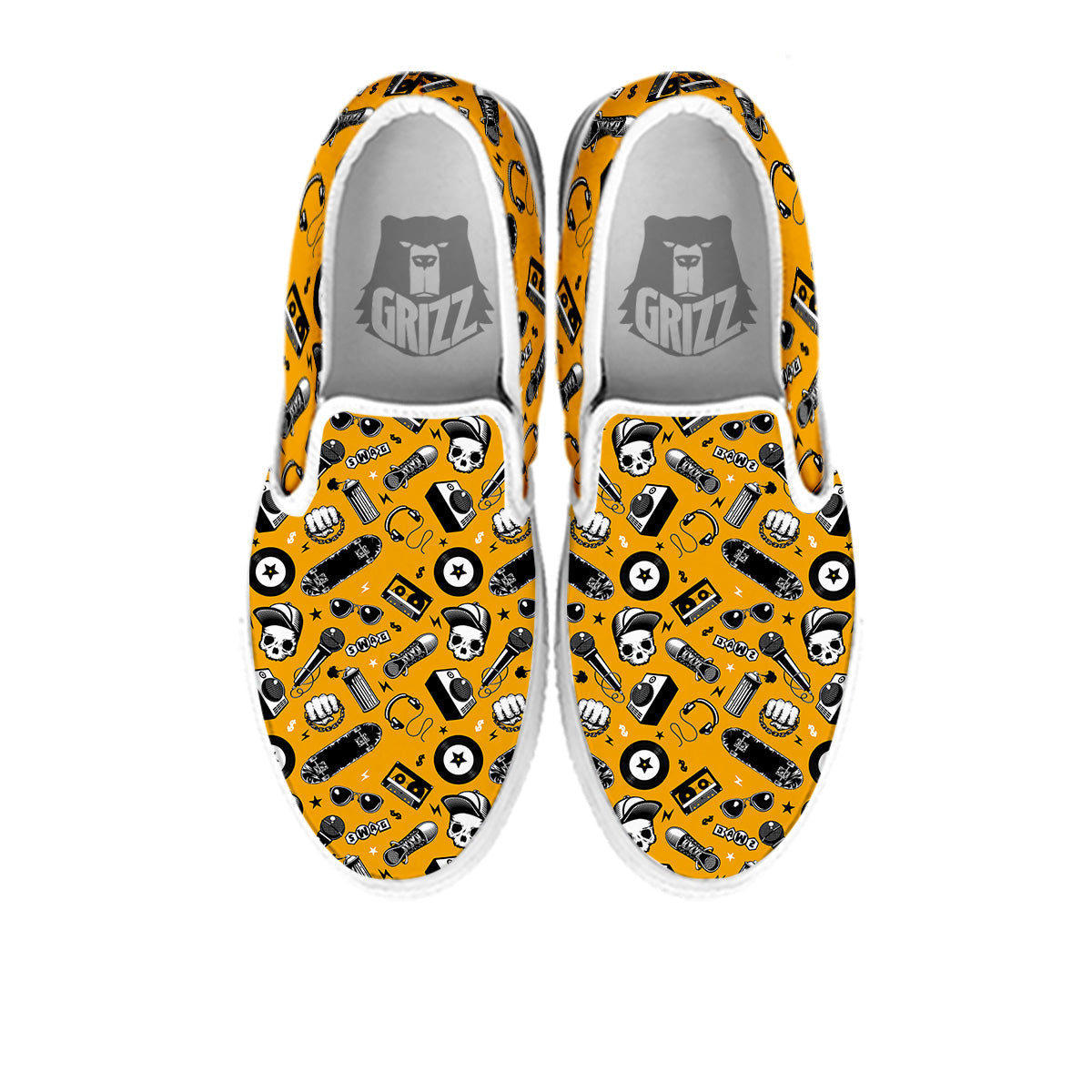 Hip Hop Equipment Print Pattern White Slip On Shoes-grizzshop