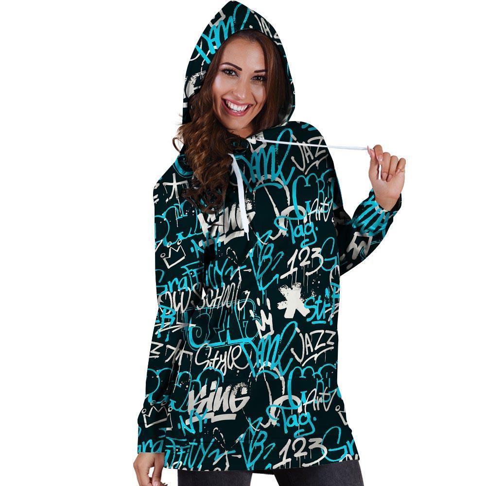 Hiphop Airbrush Print Hoodie Dress-grizzshop