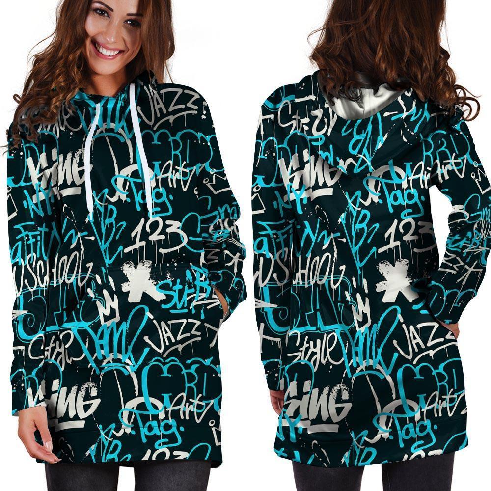 Hiphop Airbrush Print Hoodie Dress-grizzshop